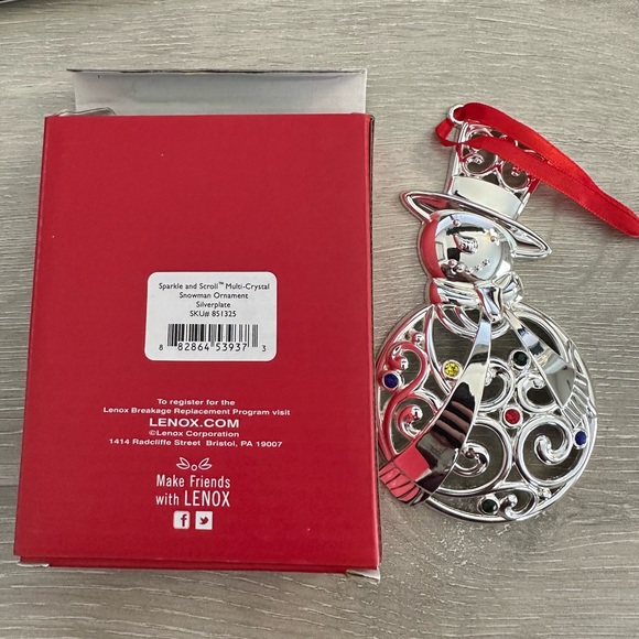 Lenox Christmas “sparkle and scroll multi-crystal snowman ornament - Picture 3 of 4